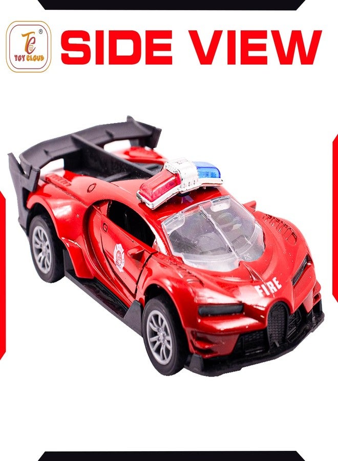 Toy Cloud Bugatti Fire Brigade Car 1:32 Scale Die-Cast Metal Toy with Opening Doors and Pull Back Action Realistic Toy Car - Image 5
